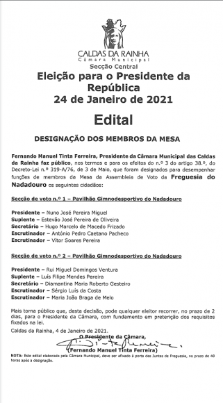 	ELEI&Ccedil;&Otilde;ES PRESIDENCIAIS 2021 - 24 DE JANEIRO