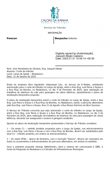 Informa&ccedil;&atilde;o sobre corte de tr&acirc;nsito