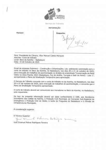 INFORMA&Ccedil;&Atilde;O: Corte de tr&acirc;nsito Beco da Azenha