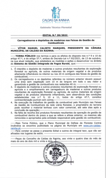 EDITAL N&ordm; 39/2022